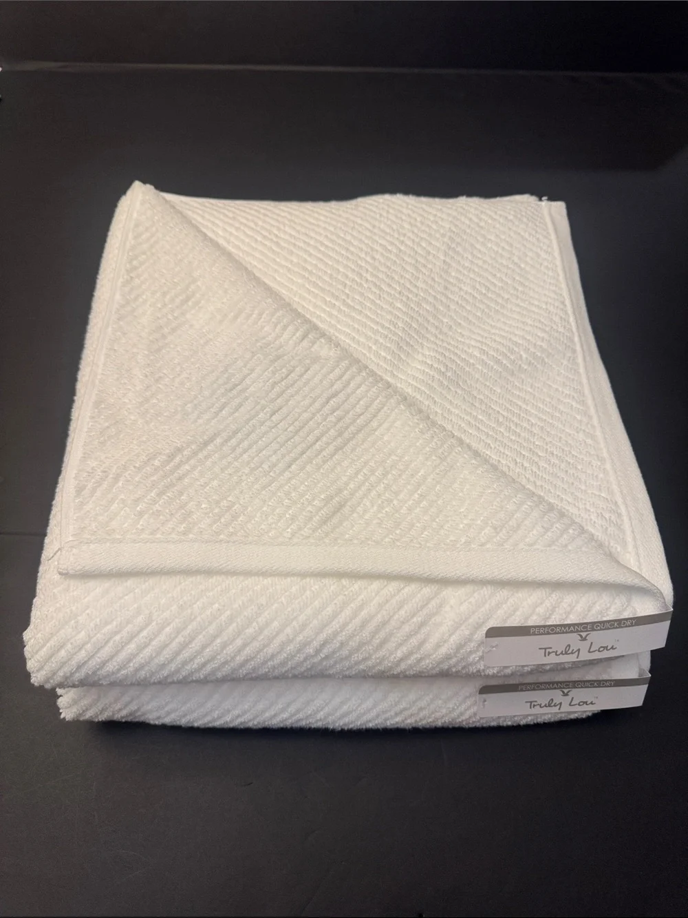 8pc TRULY LOU Performance Quick Dry Textured Cotton Bath Towel Set - White